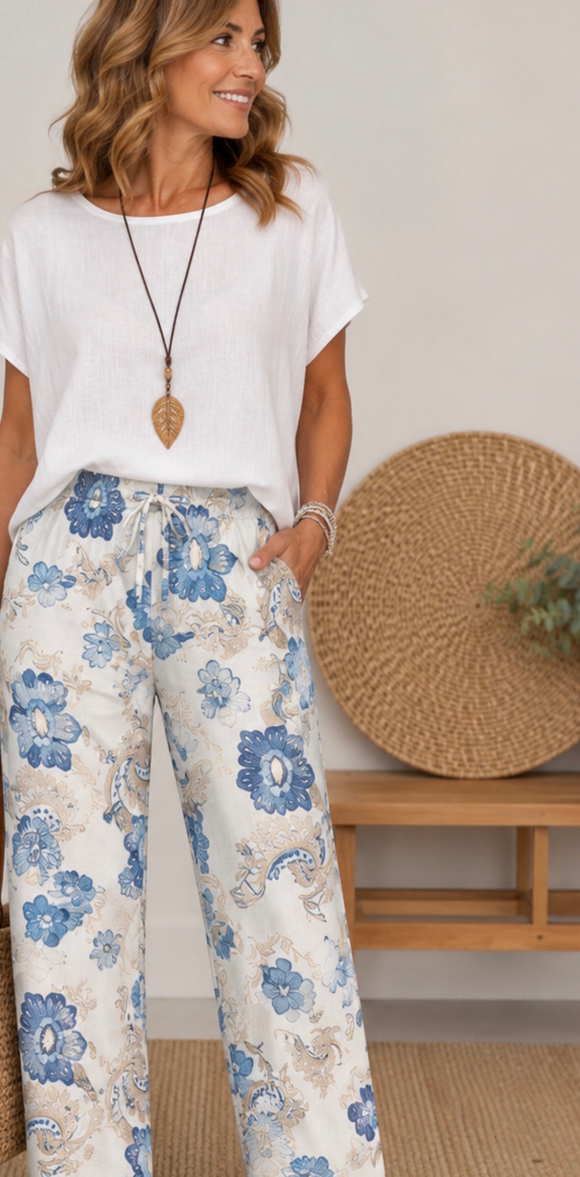 Pantalón estampado FLORES  + camiseta de regalo