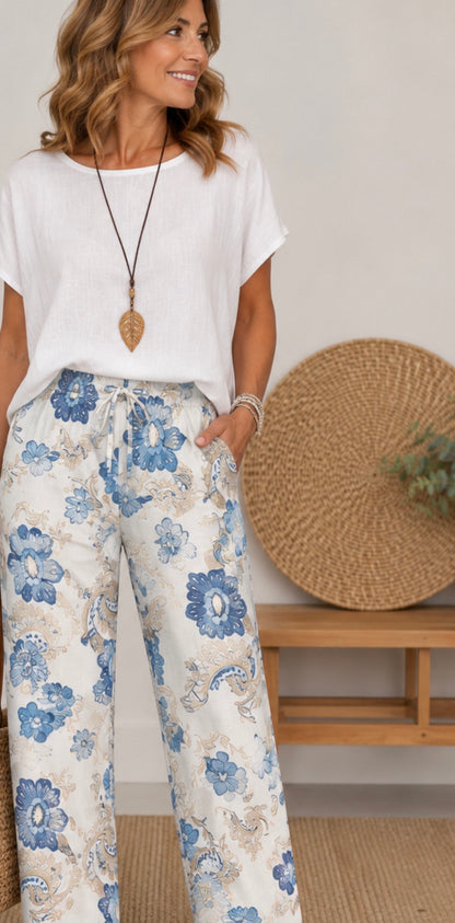 Pantalón estampado FLORES  + camiseta de regalo
