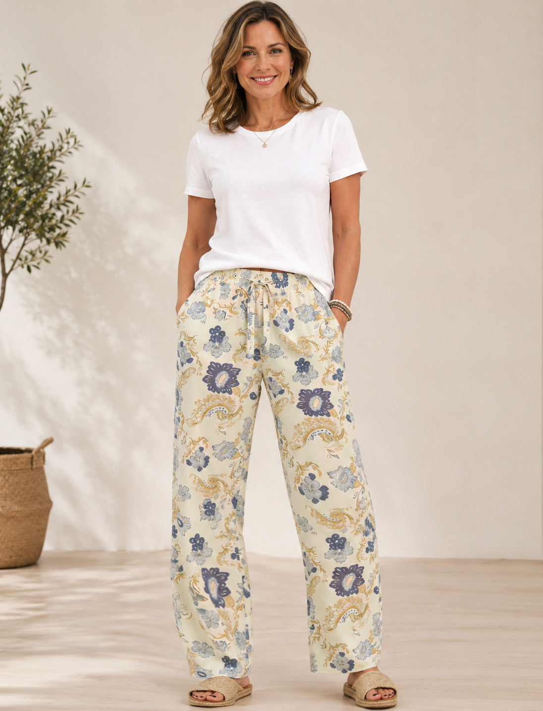 Pantalón estampado FLORES  + camiseta de regalo