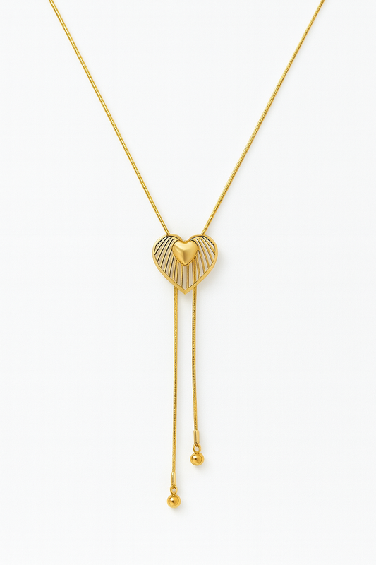 Colgante largo de Acero Corazón hoja